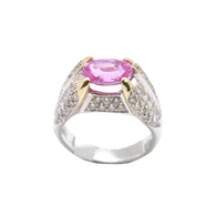 Pink Sapphire & Pave Diamonds Ring