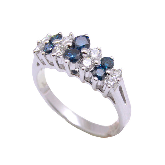 2 Row Blue Diamond Tiara Ring