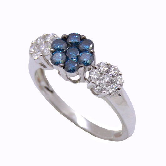 3 Tier Flower Blue Diamond Ring