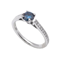 Solitaire Blue Diamond Ring