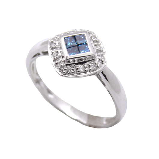 Princess Cut Blue Diamond Ring