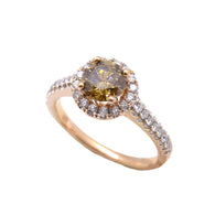 Classic Solitaire Brown Diamond Halo Ring