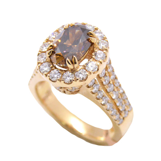 Halo Oval Brown Diamond Ring
