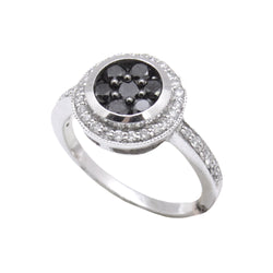 Flower Bezel Black Diamond Ring
