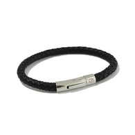 Black Leather bracelet with Stainless Steel Locker