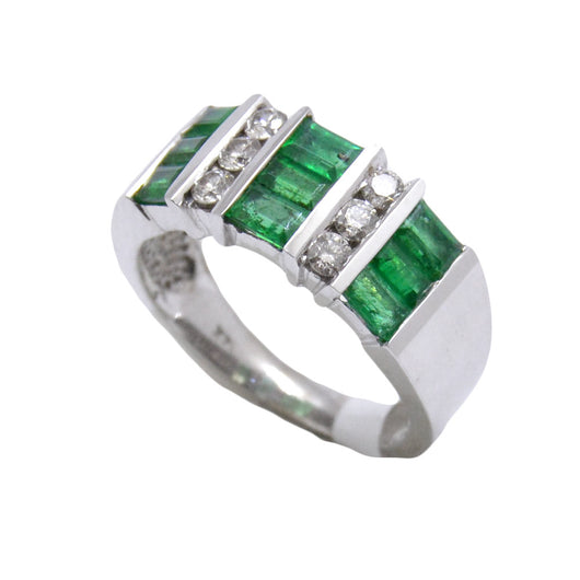 Three Bar Emerald Ring