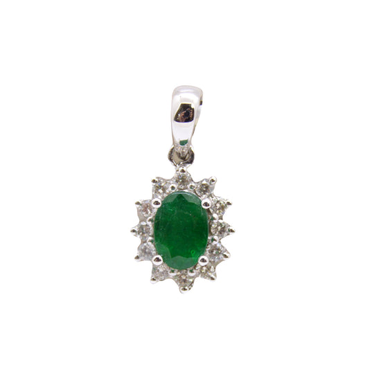 Oval Emerald Diamond Pendant