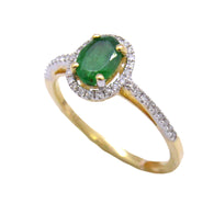Diamond Halo Oval Emerald Ring