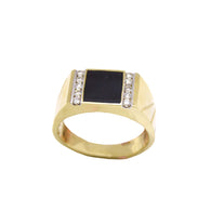 Squared Onyx Diamond Ring