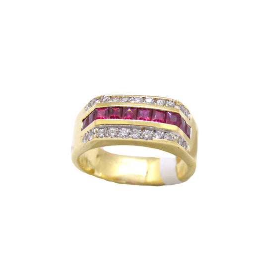 Rectangle Ruby Diamond Ring